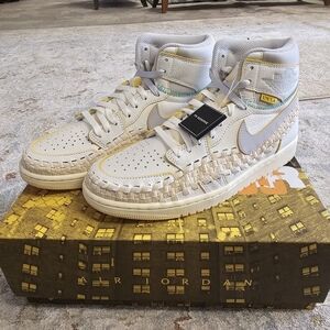 Jordan Women's Woven Sneakers in White and Yellow